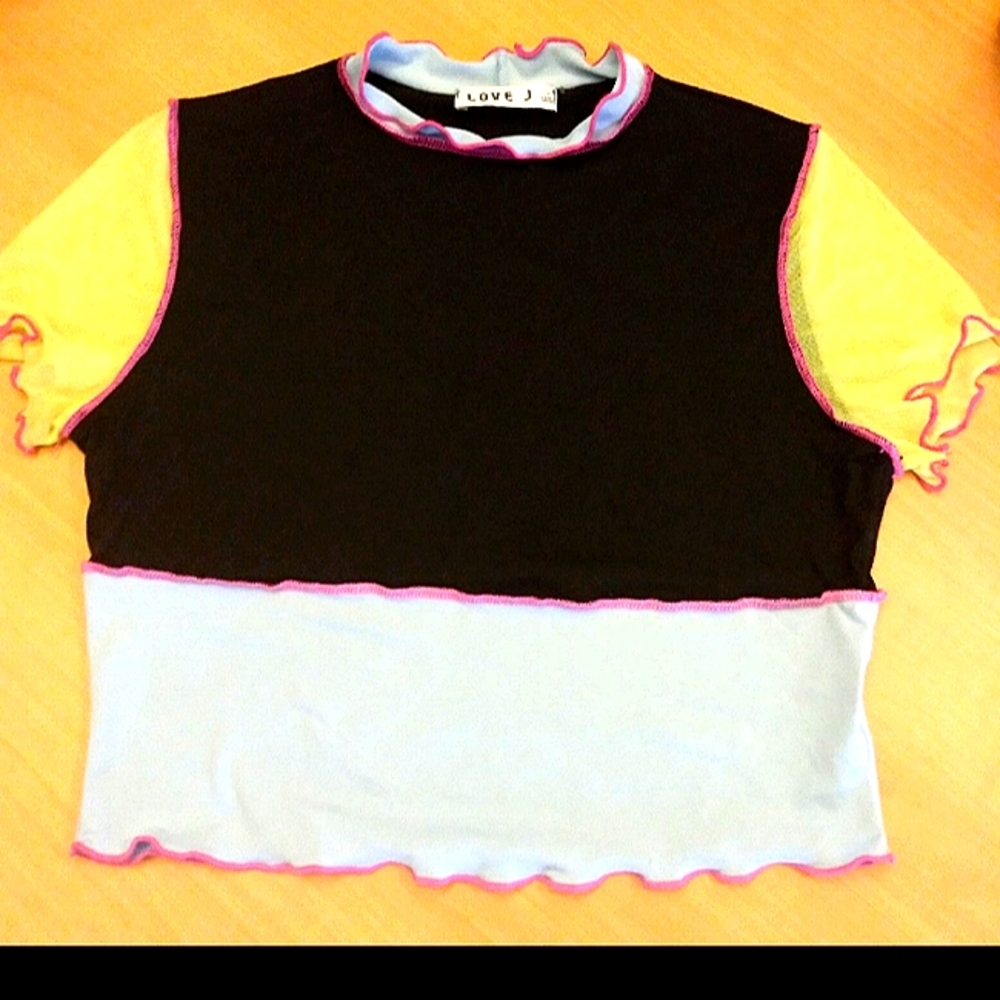LOVE J color blocked stretchy top Girl's sz L